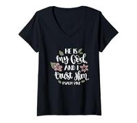 Mujer Salmo 91 Mi Refugio Mi Fortaleza Camiseta Cuello V