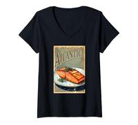 Mujer Salmón Atlántico Camiseta Cuello V