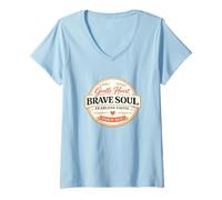 Mujer Salmos Valientes del corazón Suave 46 Citas de inspiración bíblica Camiseta Cuello V