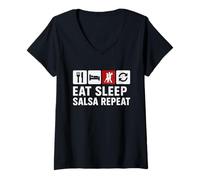 Mujer Salsa Bailarina Festival de Danza Latina Salsa Vida Social Club Camiseta Cuello V