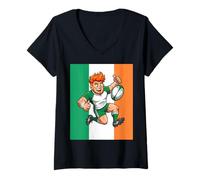 Mujer Salto de Rugby y un Pulgar victorioso-PP Camiseta Cuello V