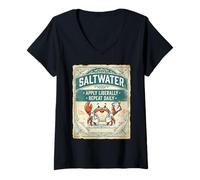 Mujer Saltwater Doctor Crab Ocean Vintage Design Camiseta Cuello V
