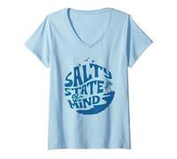 Mujer Salty State of Mind Design for Beach and Ocean Lovers Camiseta Cuello V