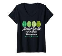 Mujer Salud Mental Cada Mente Cuenta una Historia Diferente Positividad Camiseta Cuello V
