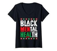 Mujer Salud Mental Negra Camiseta Cuello V
