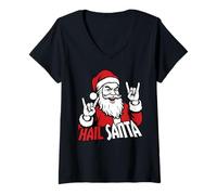 Mujer Saluda a Papá Noel, Divertido, solsticio, gótico, Odio la Navidad Camiseta Cuello V