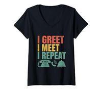 Mujer Saludo Me encuentro Repetir Recepcionista Secretario de Recepción Camiseta Cuello V