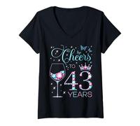 Mujer Saludos a 43 años Fiesta de cumpleaños 43 Feliz cumpleaños 43 Camiseta Cuello V