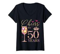 Mujer Saludos a 50 años, Mujer de 50 años, Reina del 50 cumpleaños Camiseta Cuello V