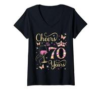 Mujer Saludos a 70 años, 70 cumpleaños de la reina, cumpleaños de 70 años Camiseta Cuello V