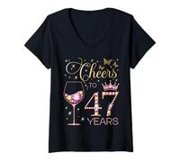 Mujer Saludos a la Fiesta de 47 años de Edad, 47 cumpleaños para Mujeres Camiseta Cuello V
