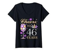 Mujer Saludos a las mujeres de 46 años, fiesta de cumpleaños número 46 Camiseta Cuello V