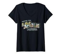 Mujer Saludos Vintage Desde Los Ángeles California Camiseta Cuello V