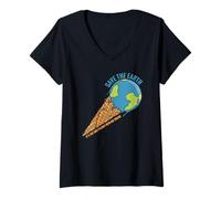 Mujer Salva la Tierra, Solo Lugar con Helado, Paz No Planeta B Camiseta Cuello V