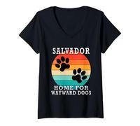 Mujer Salvador Home For Wayward Dogs Apellido Camiseta Cuello V