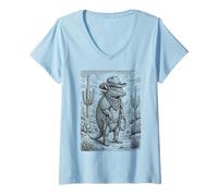 Mujer Salvaje Oeste Armadillo Forajido con Lazo Camiseta Cuello V