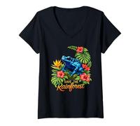 Mujer Salvar la Rana Azul de la Selva Camiseta Cuello V