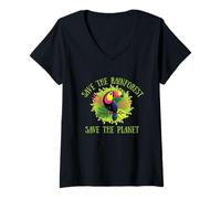 Mujer Salvar la Selva, Salvar el Planeta Ambientalista Camiseta Cuello V