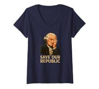 Mujer Salvar nuestra república Protesta contra George Washington Facepalm Camiseta Cuello V