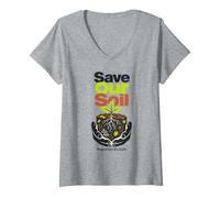 Mujer Salvar Nuestro Suelo y regenerar la Tierra Agricultura regenerativa Camiseta Cuello V