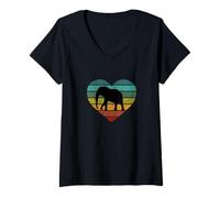 Mujer Salvar Serengeti Safari Kenia África Corazón Me encantan los Elefantes Camiseta Cuello V