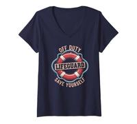 Mujer Salvavidas sarcástico fuera de servicio salvate a ti mismo Besties Vacay Camiseta Cuello V
