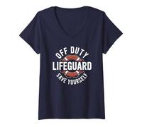 Mujer Salvavidas sarcástico fuera de servicio salvate a ti mismo Besties Vacay Camiseta Cuello V