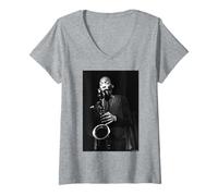 Mujer Sam Rivers Músico de Jazz de Estados Unidos por Michael Grecco Camiseta Cuello V