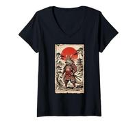 Mujer Samurai Bearded Dragons Japanese Vintage Gifts Graphic Art Camiseta Cuello V