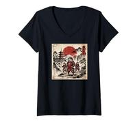 Mujer Samurai Bearded Dragons Japanese Vintage Gifts Graphic Art Camiseta Cuello V