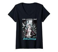 Mujer Samurai Espada Tatuaje Chica Manga Halloween Camiseta Cuello V
