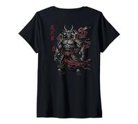 Mujer Samurai Warrior Demon Dark Fantasy Japonés Manga Camiseta Cuello V