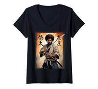 Mujer Samurai Warrior Saying Katana Strength Honor Hombres Mujeres Japón Camiseta Cuello V