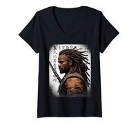 Mujer Samurai Warrior Saying Katana Strength Honor Hombres Mujeres Japón Camiseta Cuello V