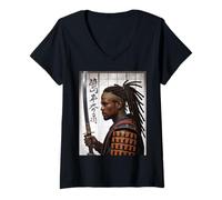 Mujer Samurai Warrior Saying Katana Strength Honor Hombres Mujeres Japón Camiseta Cuello V