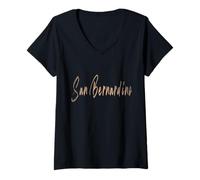 Mujer San Bernardino California Vintage diseño elegante Camiseta Cuello V