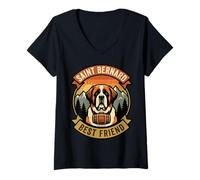 Mujer San Bernardo Mejor Amigo Vintage Perro Amante Camiseta Cuello V