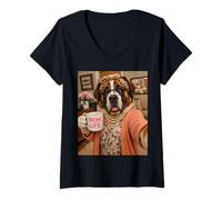 Mujer San Bernardo Selfie Meme Humor Mamá Mamá Amor Apreciación Camiseta Cuello V