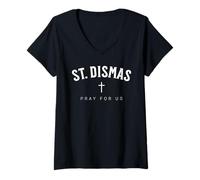 Mujer San Dismas, patrón católico, Santo Cristiano Camiseta Cuello V