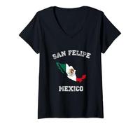 Mujer San Felipe México Classic México Bandera México Mapa Diseño Camiseta Cuello V