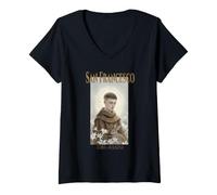 Mujer San Francisco Asís Católico Animales Naturaleza Religioso Camiseta Cuello V