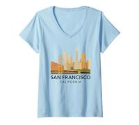 Mujer San Francisco California Vintage Bay Área Oakland SFO 510 Camiseta Cuello V