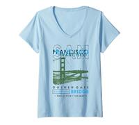 Mujer San Francisco Golden Gate Bridge California Camiseta Cuello V