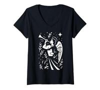 Mujer San Gabriel Arcángel Ángel Santo Mensajero Católico Camiseta Cuello V