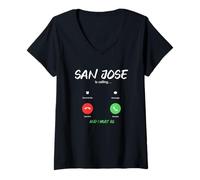 Mujer San José está Llamando y Debo IR a California de Viaje Camiseta Cuello V