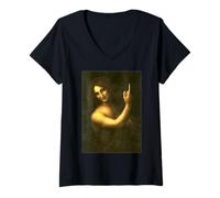 Mujer San Juan Bautista Pintura por Leonardo da Vinci 1513 Camiseta Cuello V