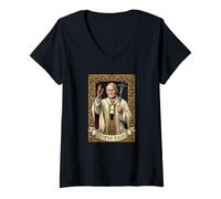 Mujer San Juan Pablo II Católico Camiseta Cuello V