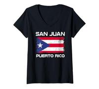 Mujer San Juan Puerto Rico Bandera Laguna Beach Orgullo puertorriqueño Camiseta Cuello V