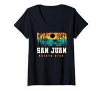 Mujer San Juan Puerto Rico Playa del Caribe Vista al Mar Camiseta Cuello V