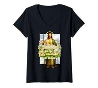 Mujer San Judas, mi Escudo y Fortaleza, Saint Jude Thaddeus Camiseta Cuello V